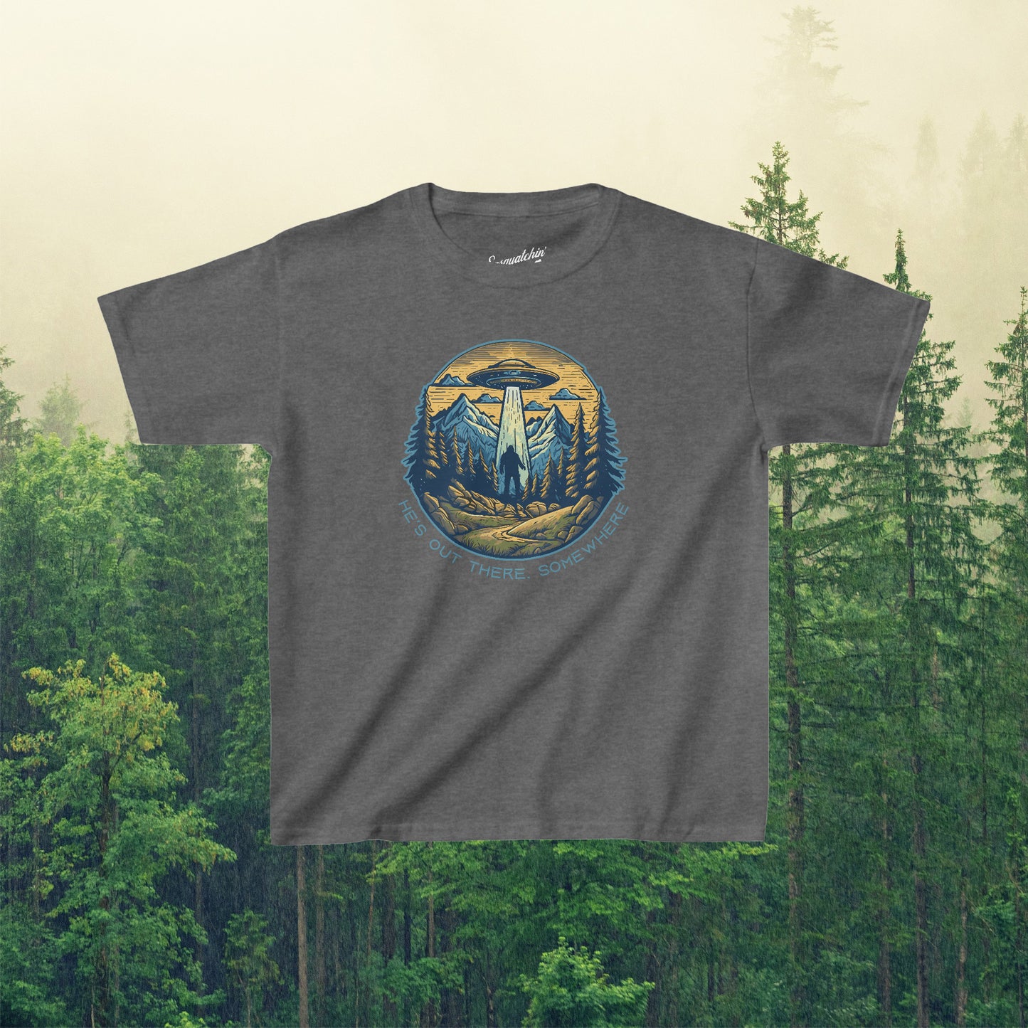 Bigfoot's UFO Escape: Sasquatchin' Adventure Youth Tee