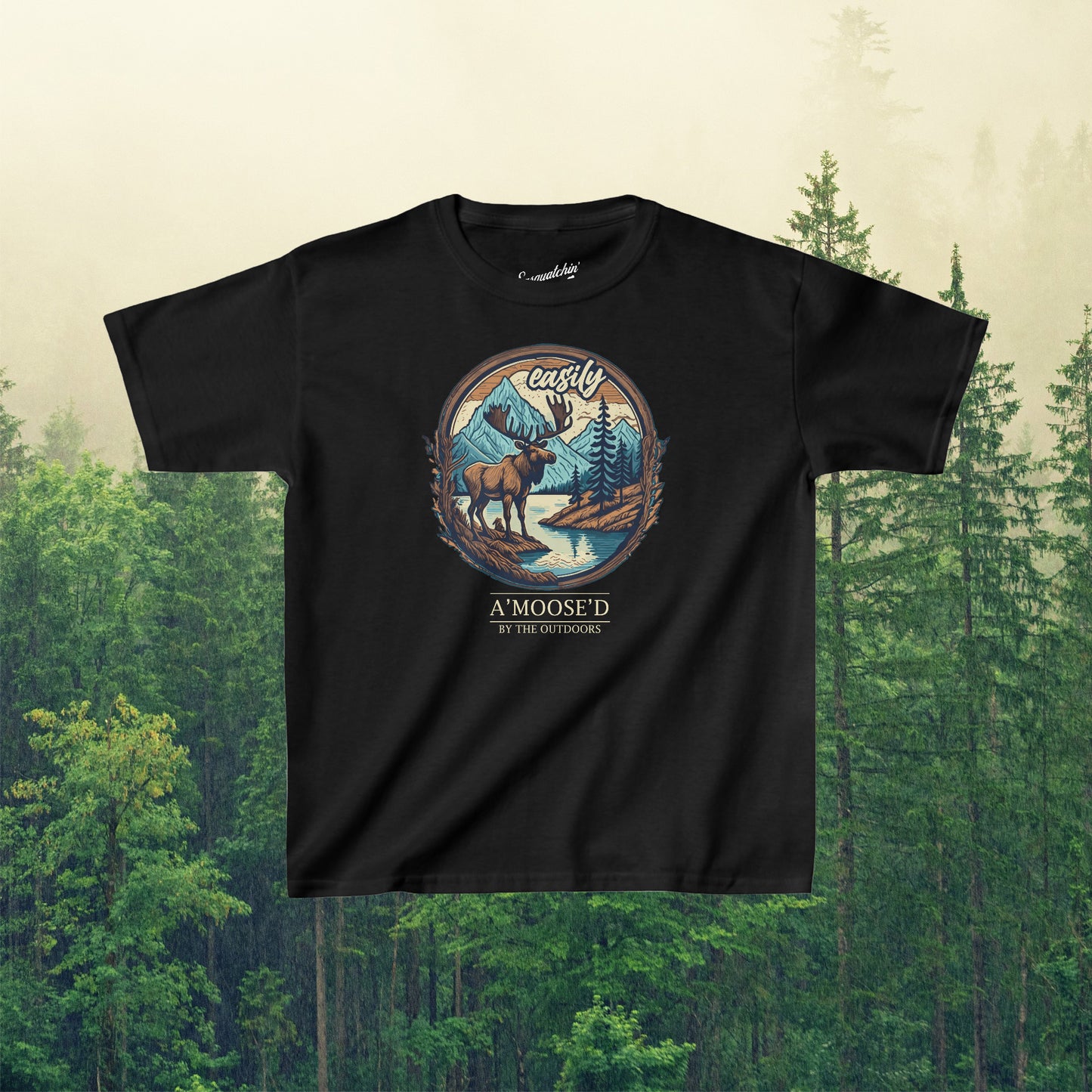 Nature's A'moose'ment: Sasquatchin' Adventure Youth Tee