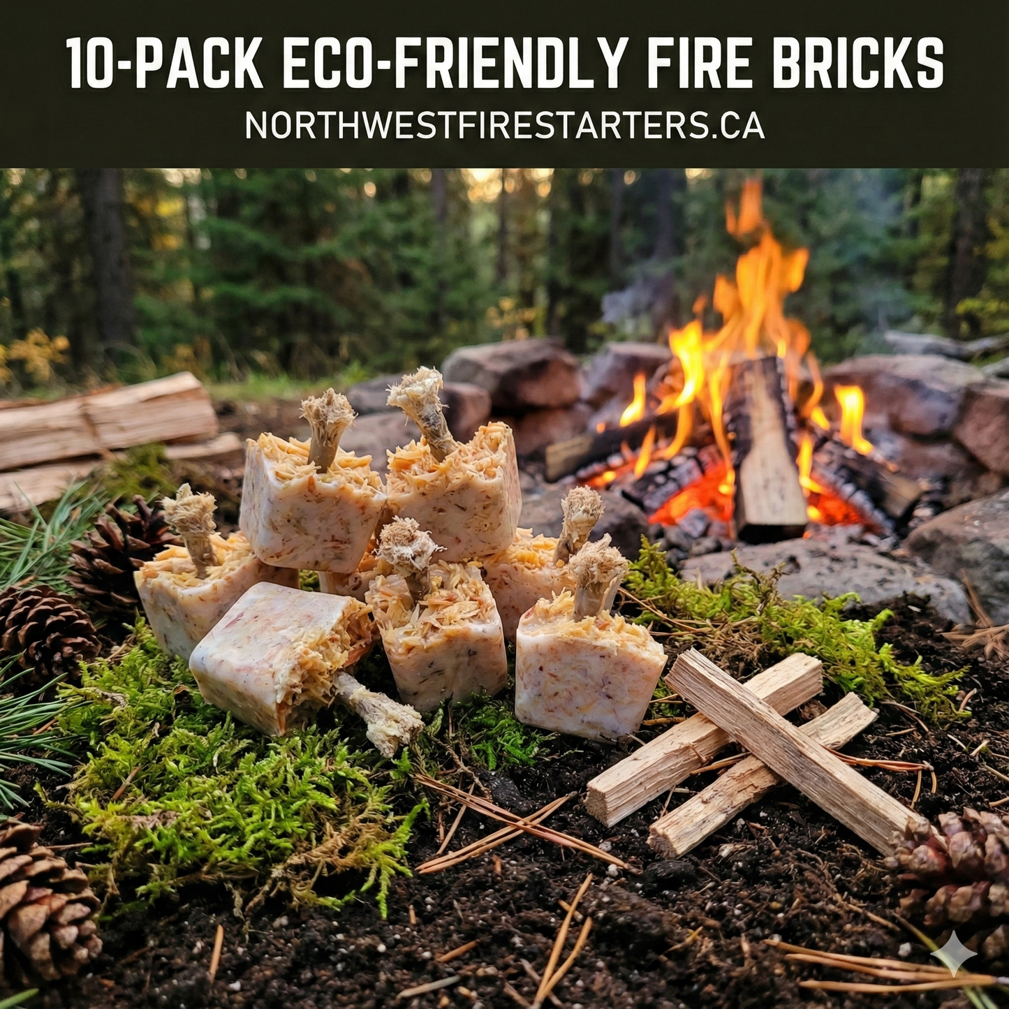 Eco-Friendly Fire Starter Bricks 10 Pack
